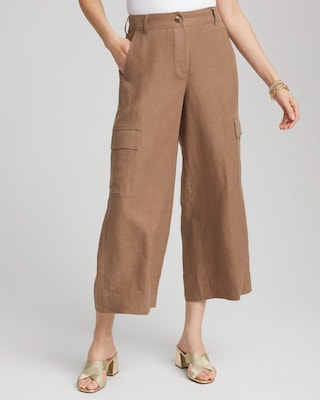 Linen Cargo Wide-Leg Cropped Pants | Chico's